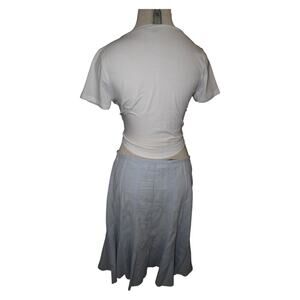 Dalia Collection Light Blue Linen Blend Midi Skirt Size 8